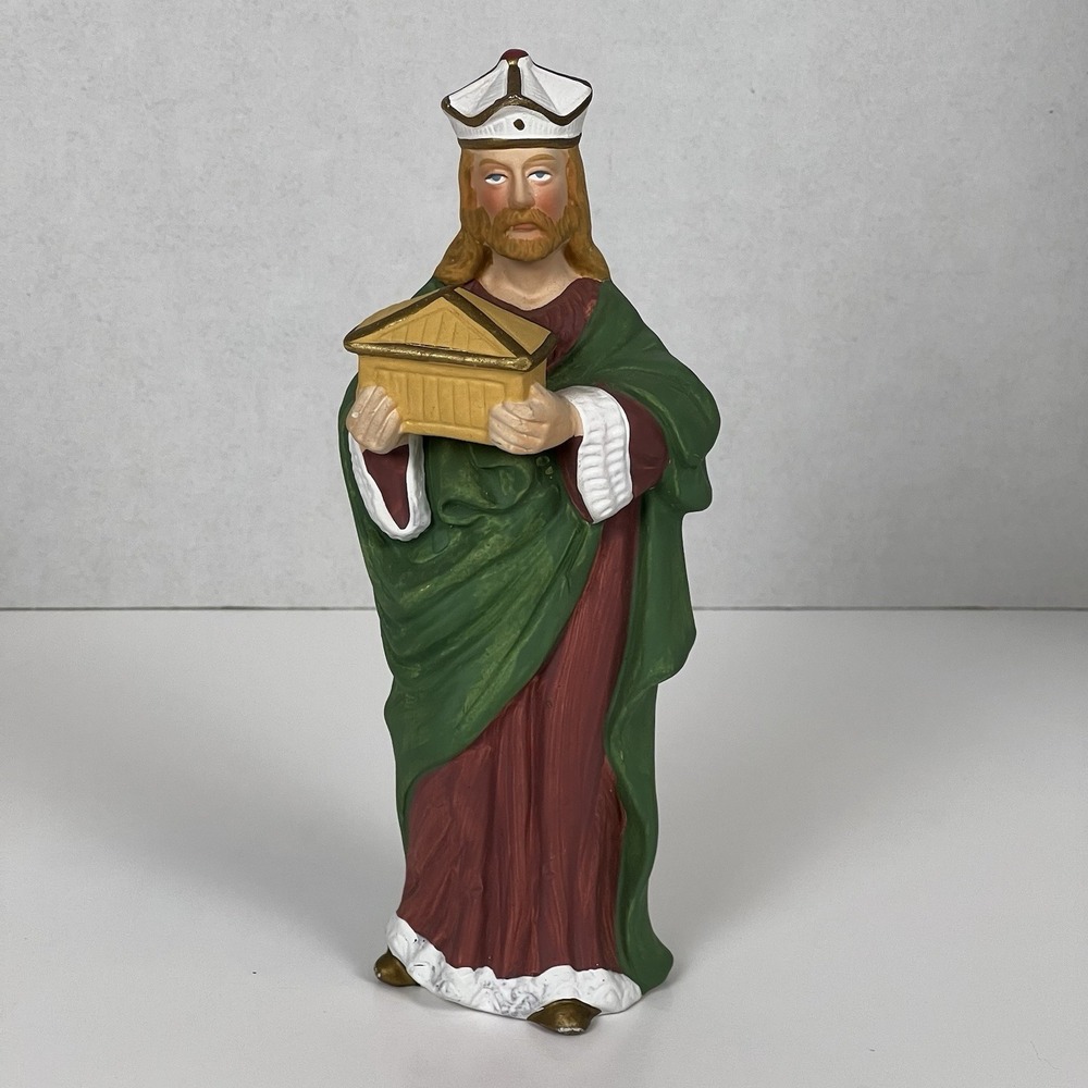 Vintage Homco porcelain figurine Replacement Wise man #5207 green coat 7.5"